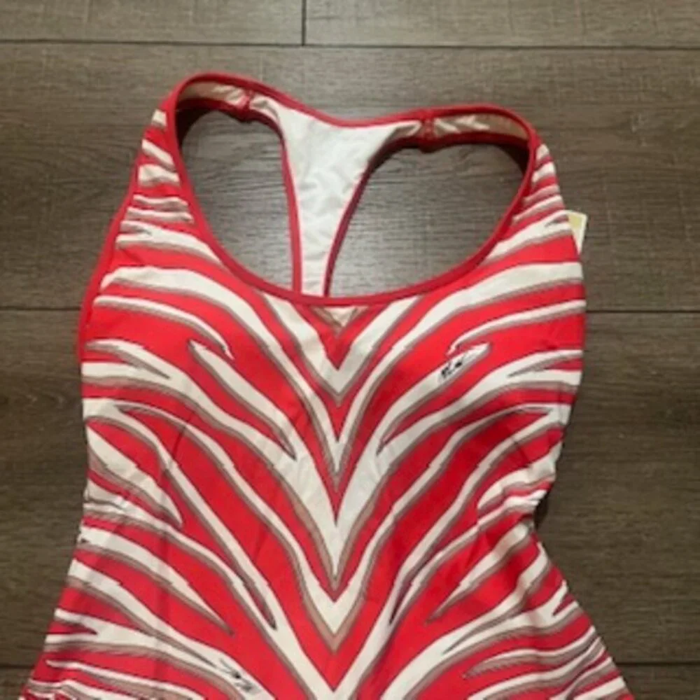NEW Michael Kors 1 Piece Racerback Red Striped Swimsuit‎ Women’s Sz 10 NWT